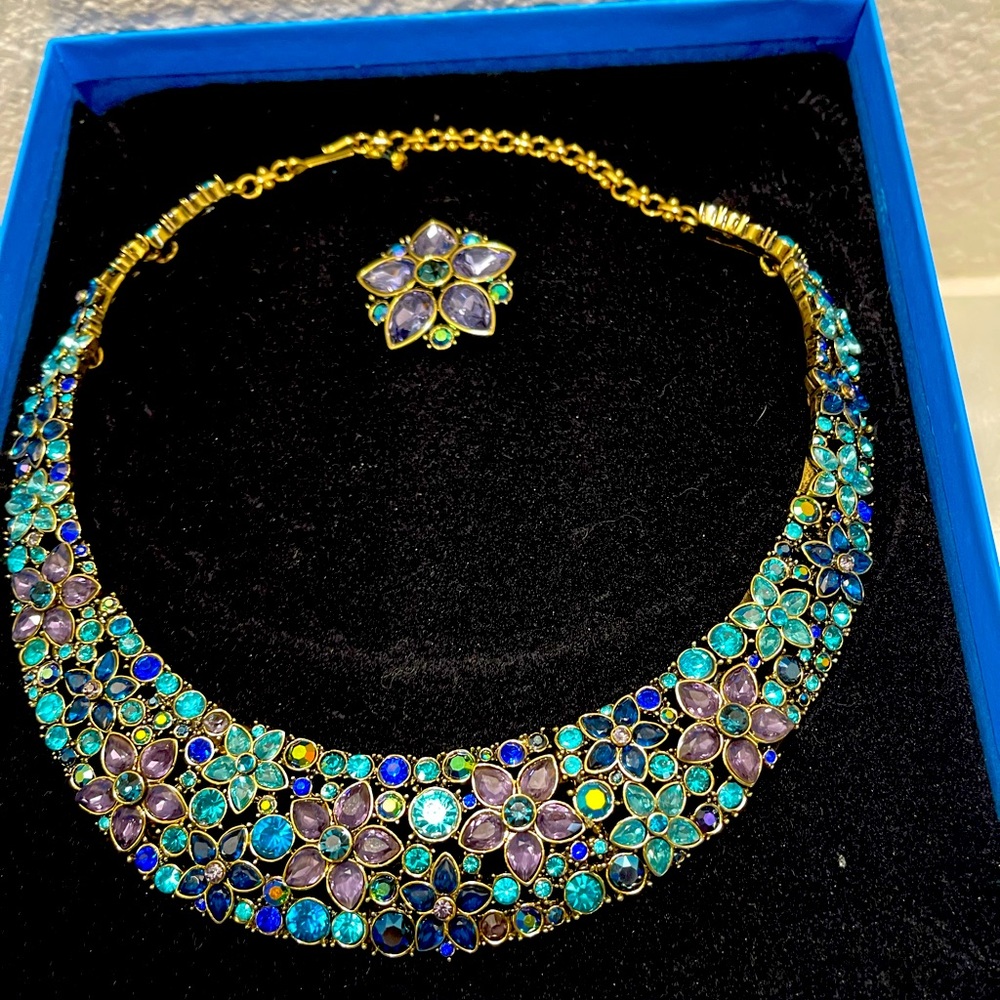 Heidi Daus Fantasy in Floral Necklace & Pin Set